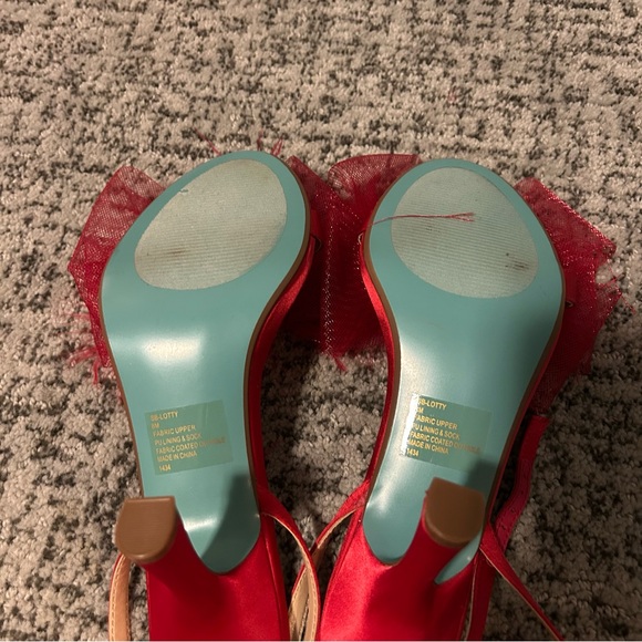 Betsey Johnson Red Bow Feather Sb-lylla Strappy Heeled Sandals Size 8 - Picture 7 of 10